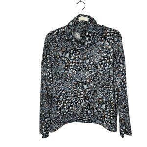 Clara Sun Woo Sweater Womens Large Abstract‎ Cowl Neck Textured USA Made Stretch